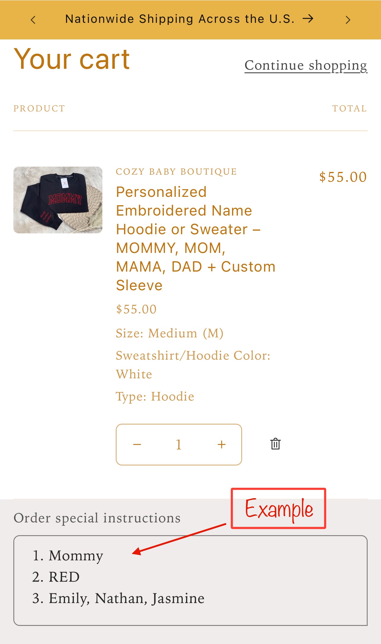 Personalized Embroidered Name Hoodie or Sweater – MOMMY, MOM, MAMA, DAD and more + Custom Sleeve name(s)