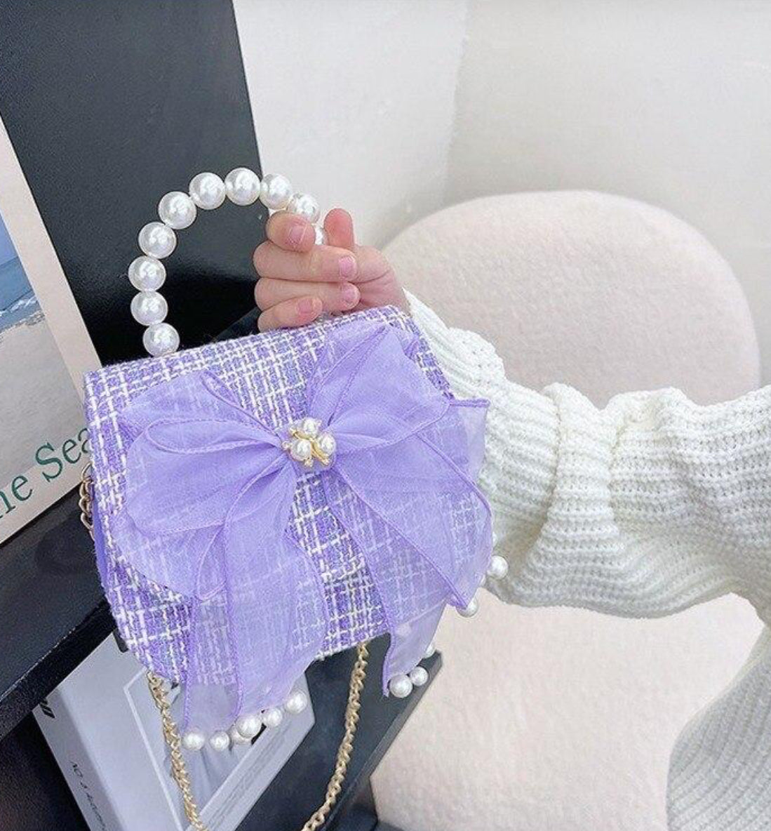 Big Bow Crossbody Pearl Handle Handbag