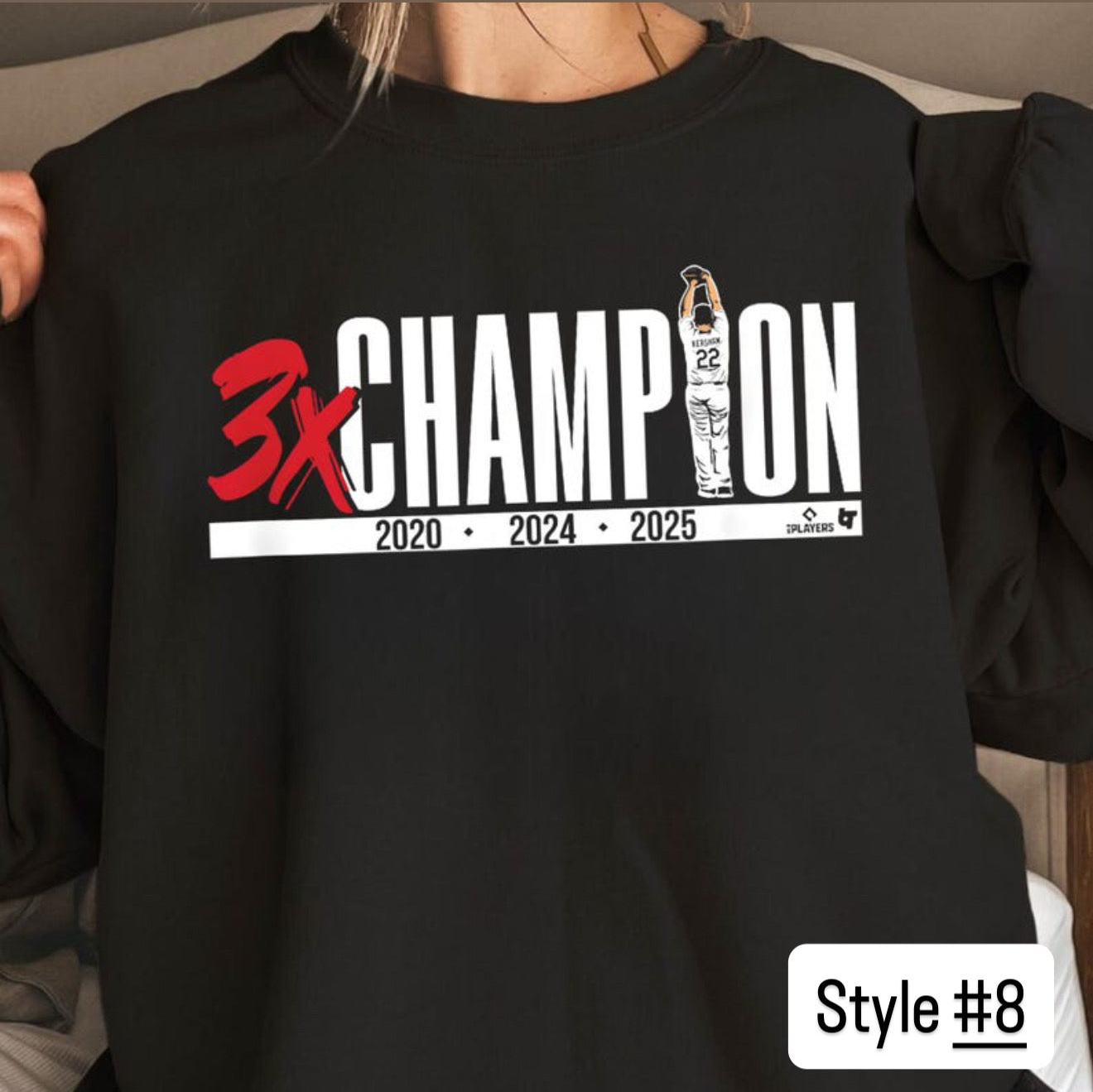 Retro Baseball Champions T-Shirt Blue & Gold “Back to Back Wins” Graphic