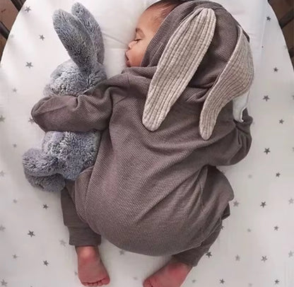 Unisex Bunny Ears Jumpsuit Romper with Zipper for Infants & Toddlers (3-12 Months)