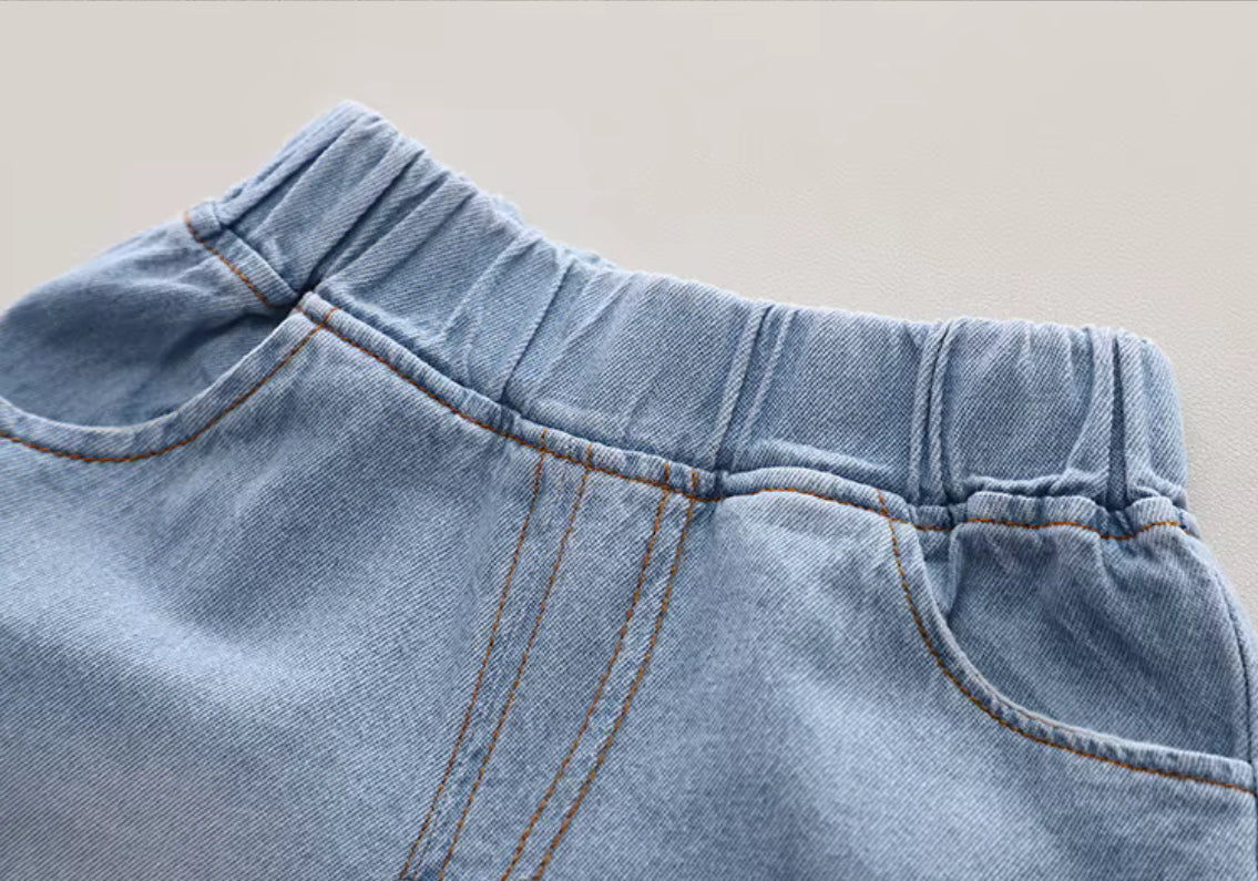 Boys Casual Summer 2 Pcs Set  Denim Shorts