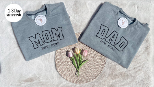 Embroidered Crewneck Custom Name & EST. Year (Mom, Dad, Gigi, Wifey)