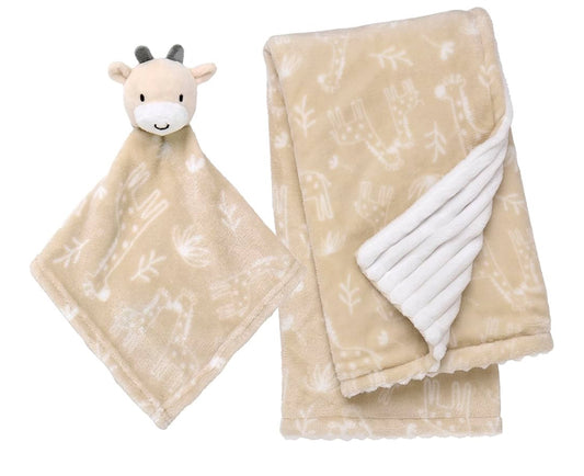 Cuddle Plush Toy and Baby Blanket Gift Set, Giraffe with Animal Print 2-Piece