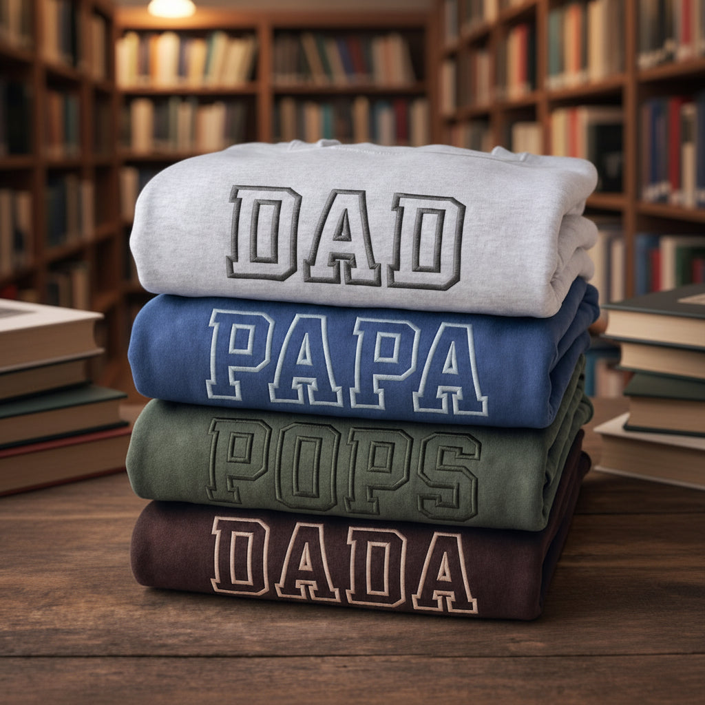 Personalized Embroidered Dad, Pops, Grandpa Sweatshirt with Sleeve Name(s)