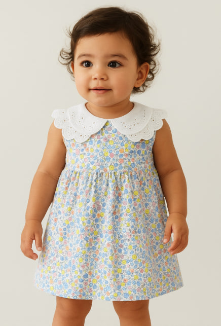 Baby Girl Cute Casual Vintage Floral Dress Ruffle Collar