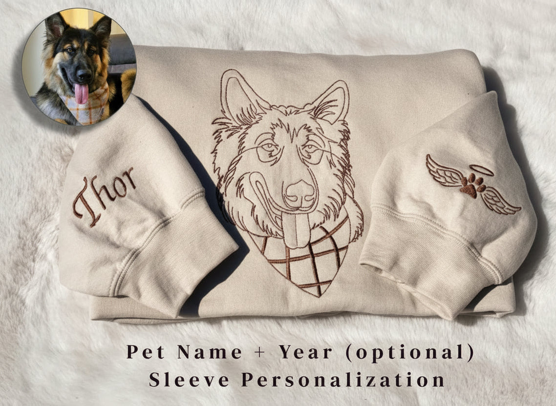 Pet Photo Outline Embroidered Sweatshirt