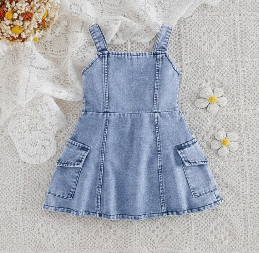 Toddler Girl Denim Overall Dress Casual Summer Spaghetti Strap