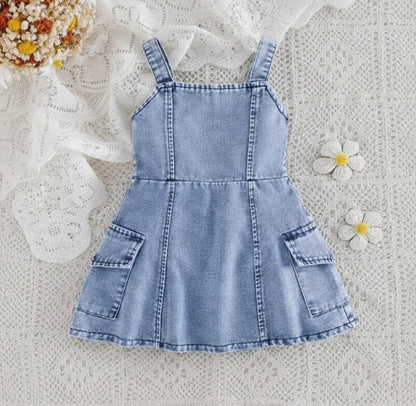 Toddler Girl Denim Overall Dress Casual Summer Spaghetti Strap
