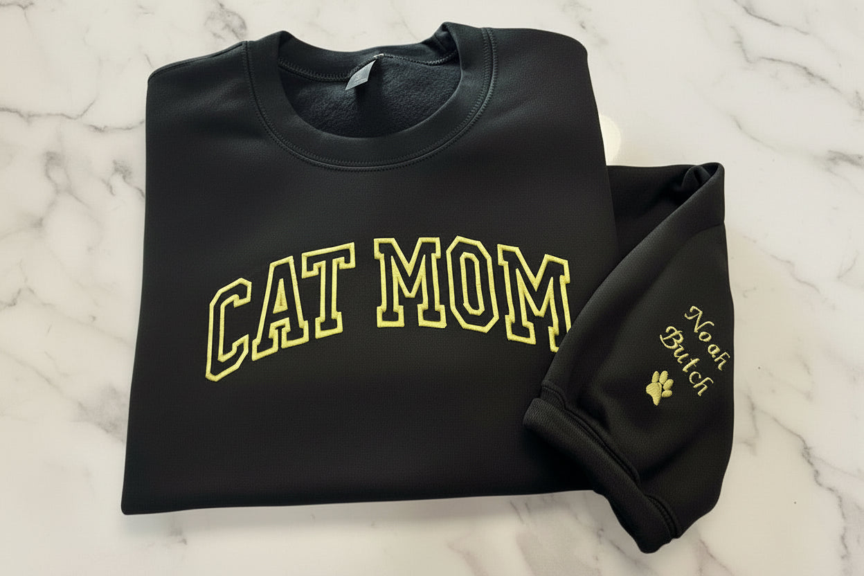 Pet Mom Gift Sweatshirt + Sleeve Name (Optional)