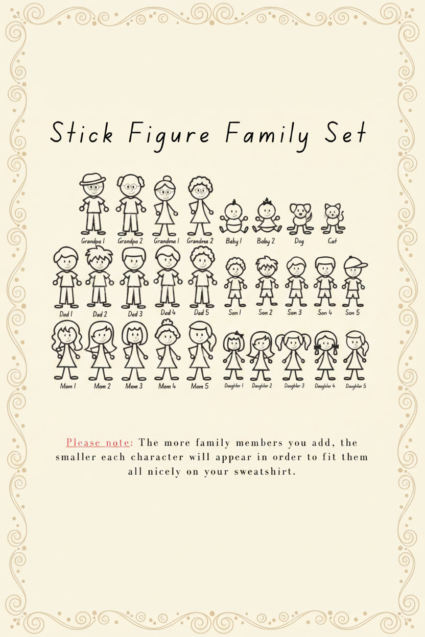Build Your Own Stick Figure Family Embroidered Custom Crewneck