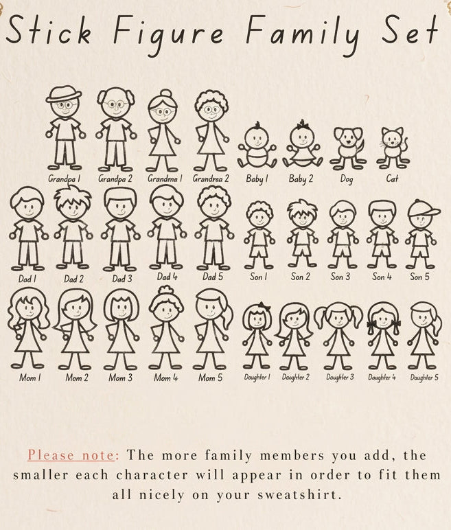 Stick Figure Family Embroidered Sweatshirt