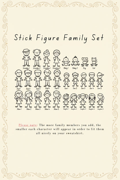 Build Your Own Stick Figure Family Embroidered Custom Crewneck