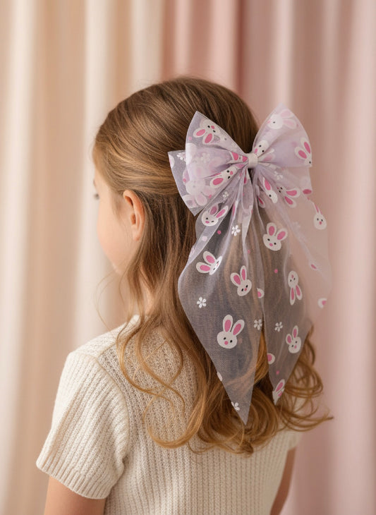 Easter Hair Bow Tulle Clip