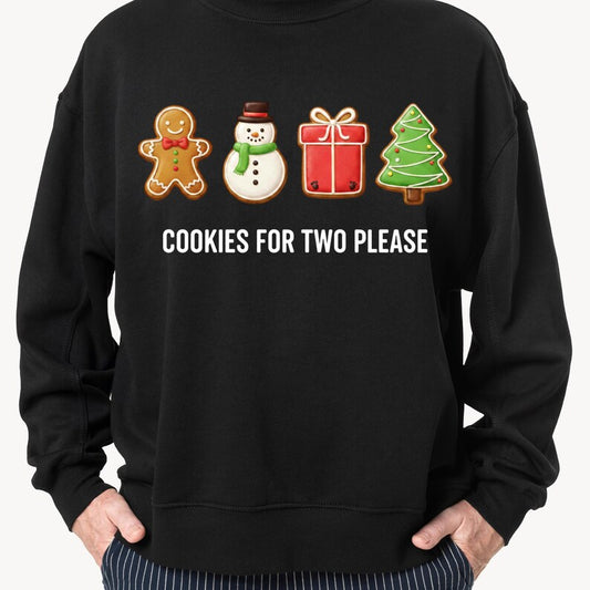 “Cookies for Two Please” Maternity Christmas Shirt | Cute Holiday Pregnancy Reveal Tee