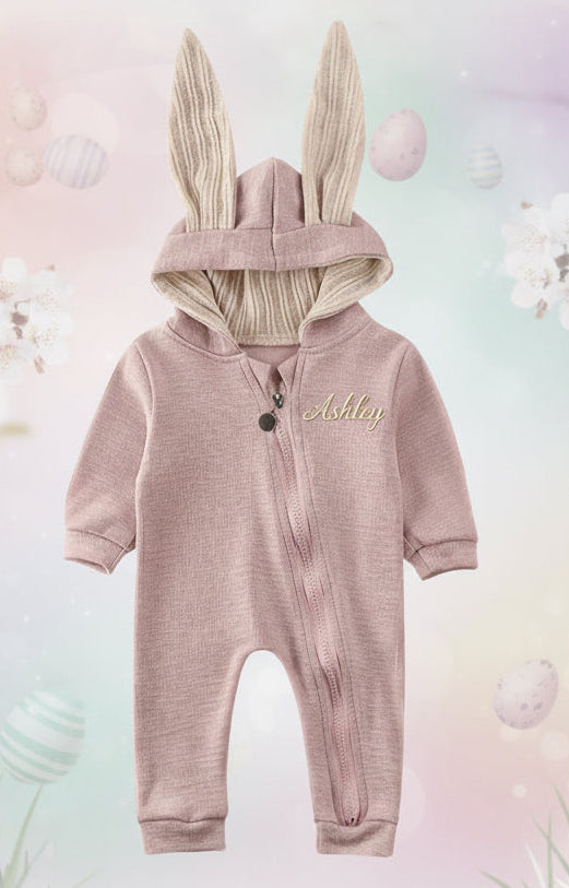 Personalized Name Embroidered Bunny Romper