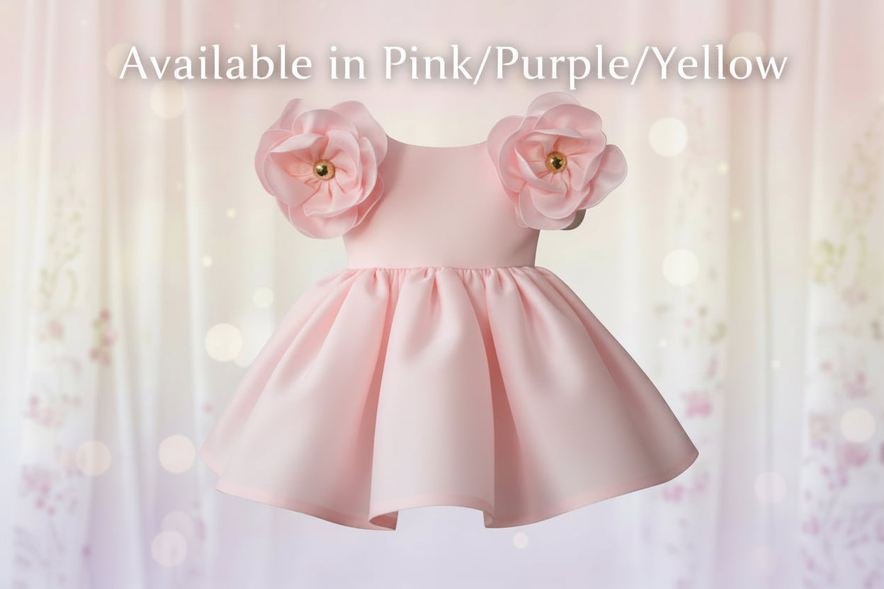 Birthday Princess Dress 3D Flower Shoulder