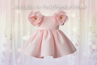 Birthday Princess Dress 3D Flower Shoulder
