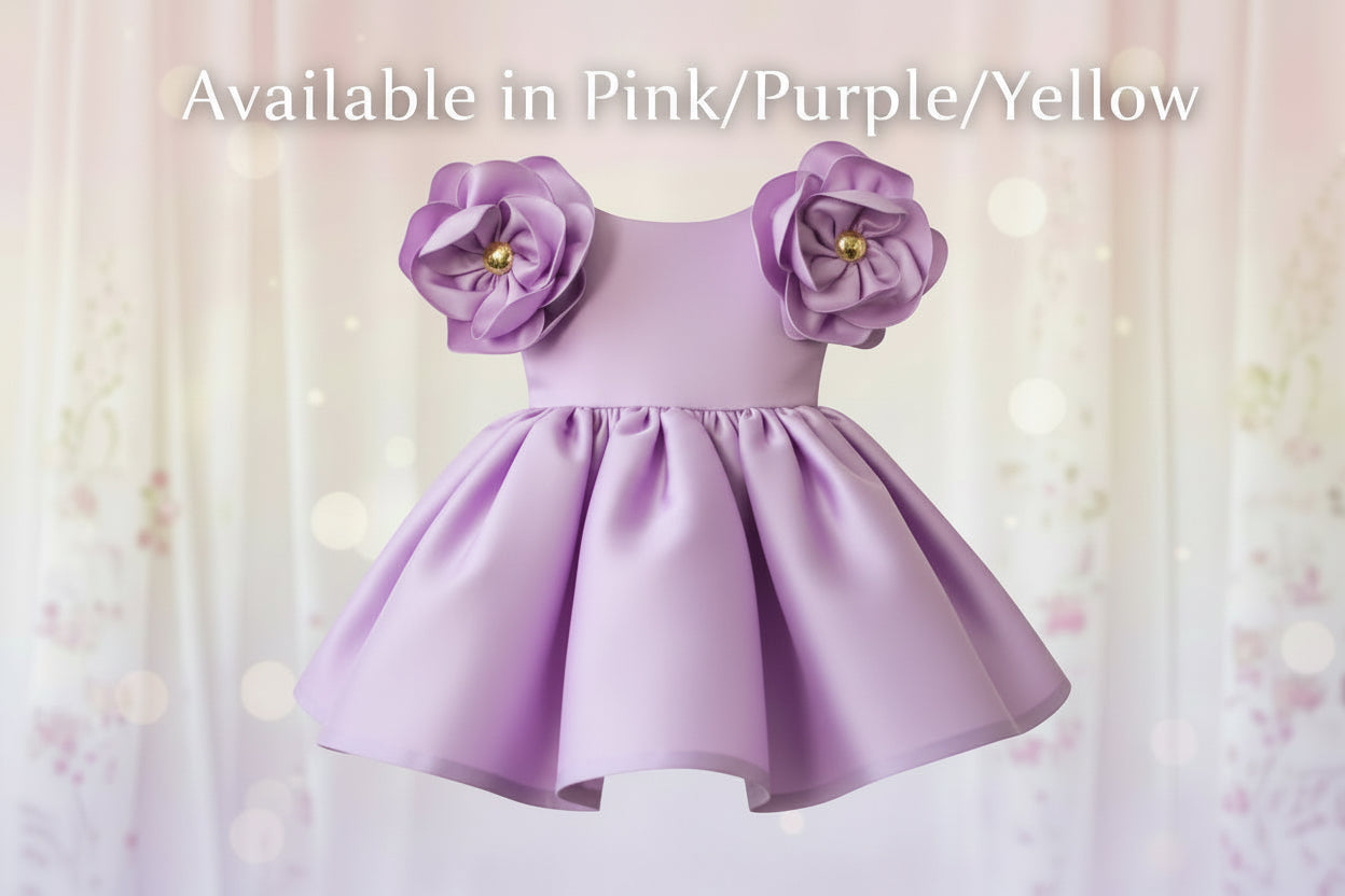 Birthday Princess Dress 3D Flower Shoulder