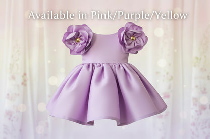 Birthday Princess Dress 3D Flower Shoulder