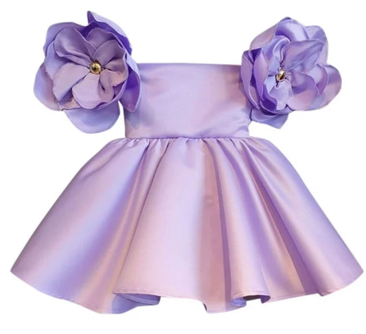 Birthday Flower Girl Dress (3D Flower Shoulder)