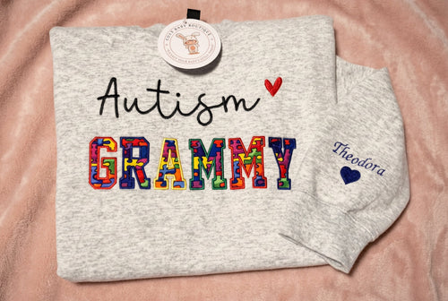 Autism Grandma Embroidered Sweatshirt